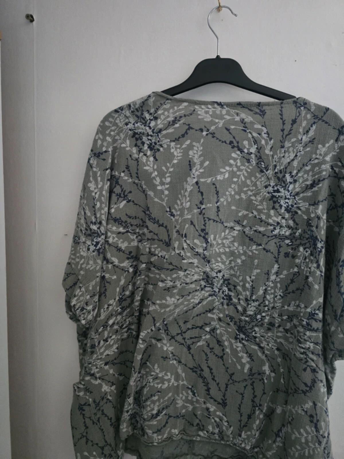 New Collection Grey Navy & White Oversized Relaxed Cotton Top One Size