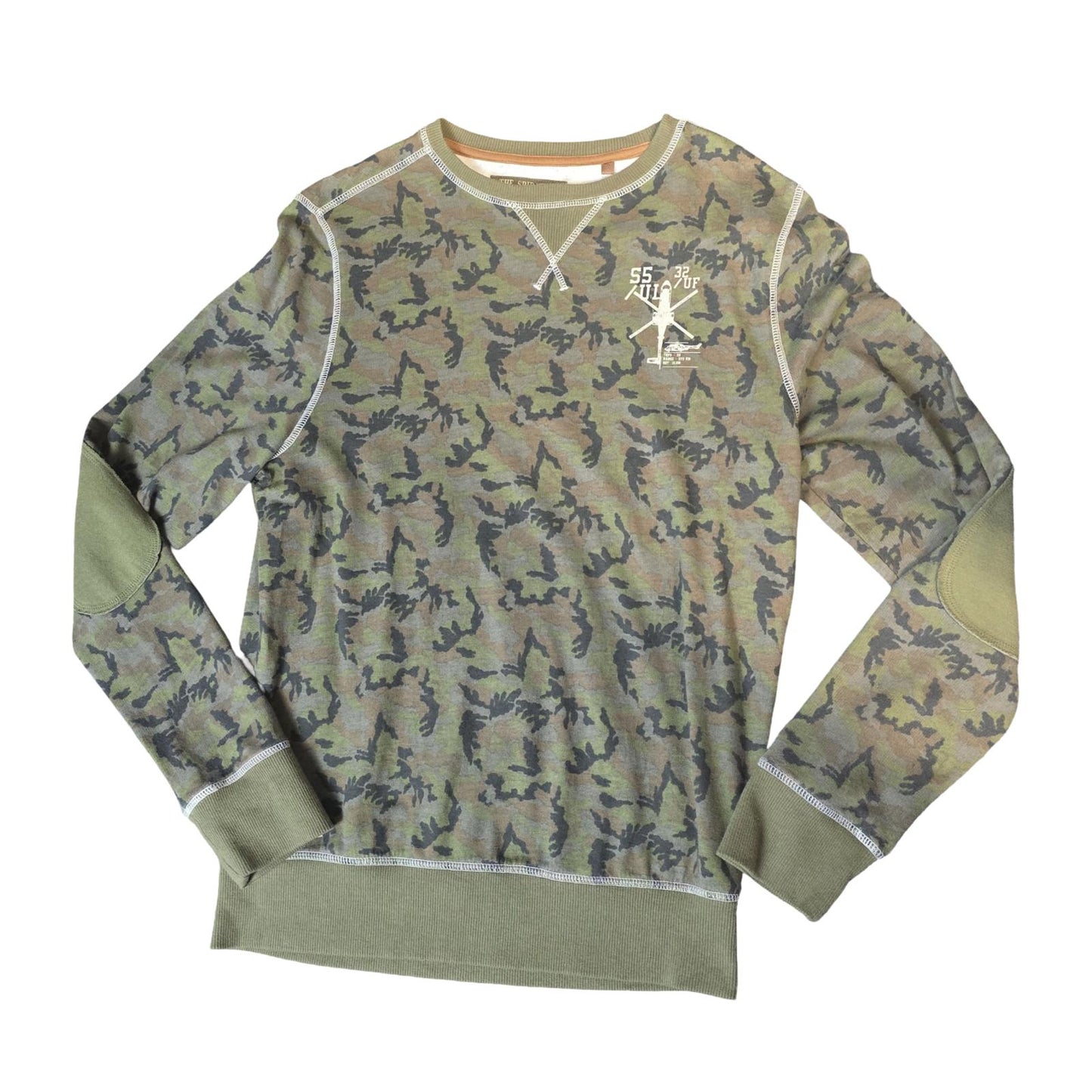 Next Boys Khaki Camouflage Jumper Long Sleeve Elbow Patches Age 16