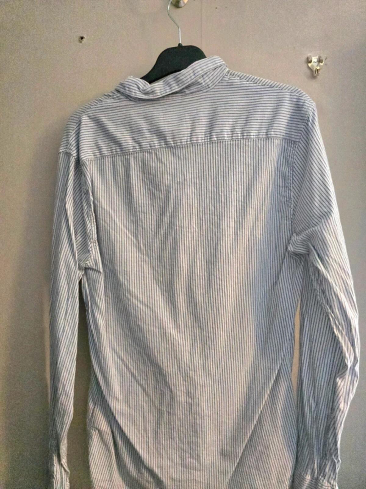Lee Men's Blue & White Striped Long Sleeve Slim Fit Shirt Size Medium