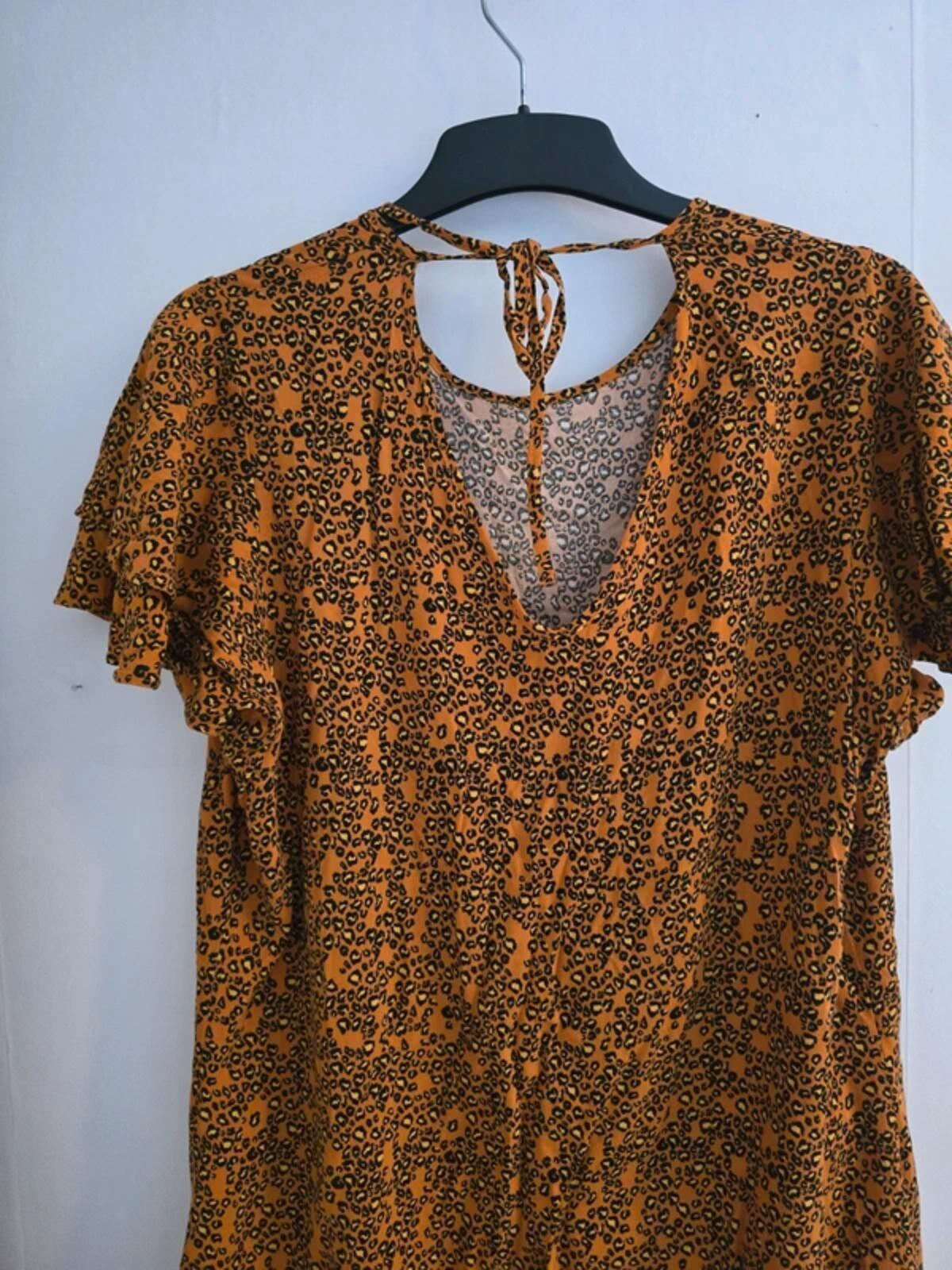 Matalan Orange Animal Print Frill-Sleeve Casual Dress Size 16