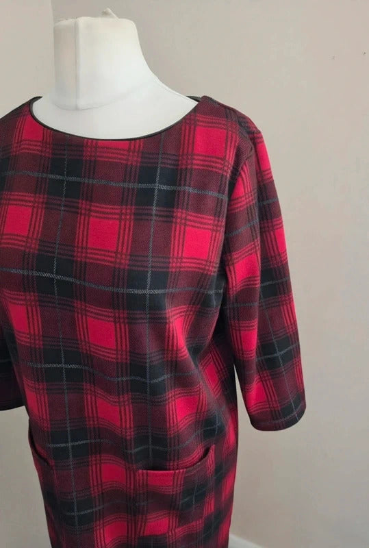 Primark Red & Black Tartan A-Line Knee-Length Dress Size 10