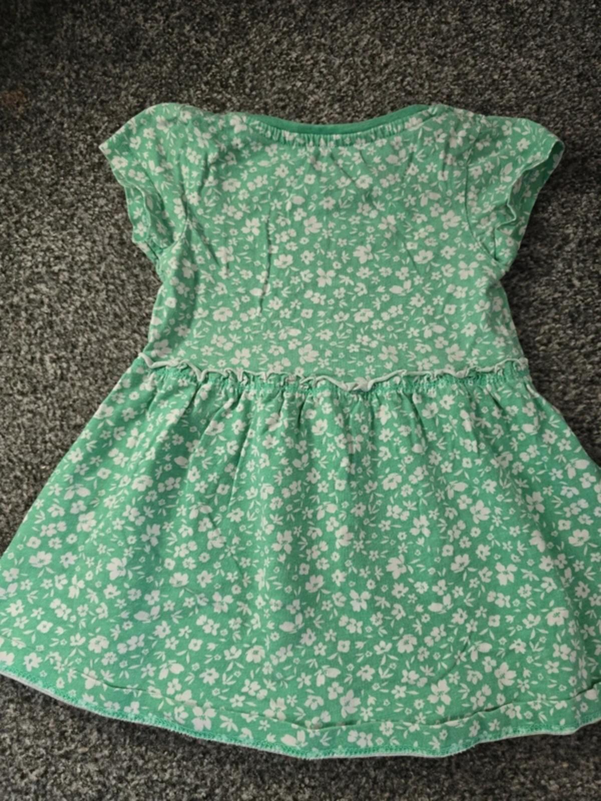 Evie Angel Girls Green & White Floral T-Shirt Dress Size 12-18 Months