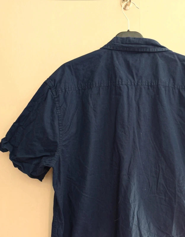 Primark The Stronghold Navy Short Sleeve Cotton Shirt Size Large
