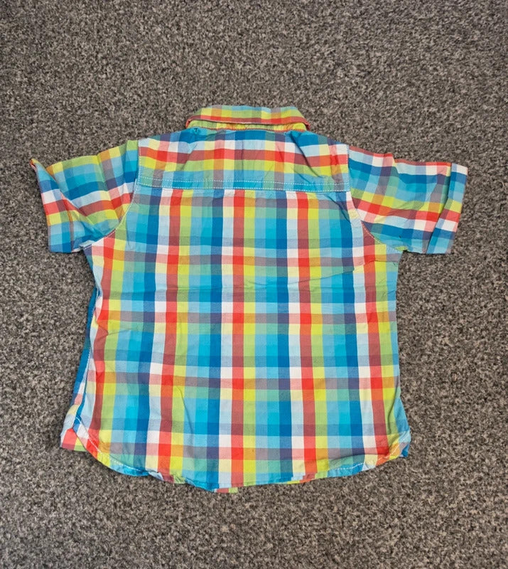 Next Baby Boys Multicoloured Checked Short Sleeved Button Down Shirt Age 9-12 Months