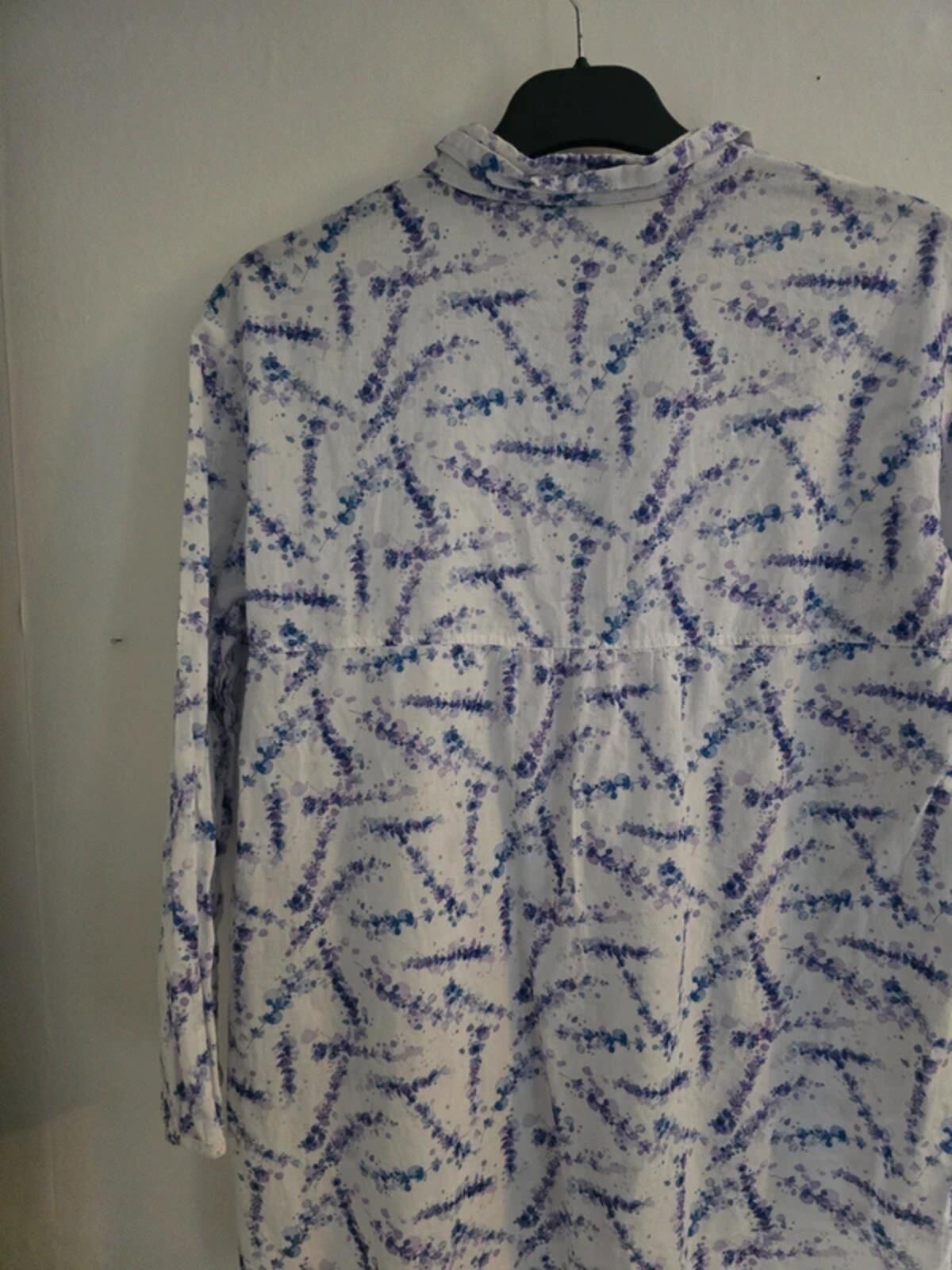 Gerry Weber Casual Blue White & Purple Patterned Cotton Shirt Size 10