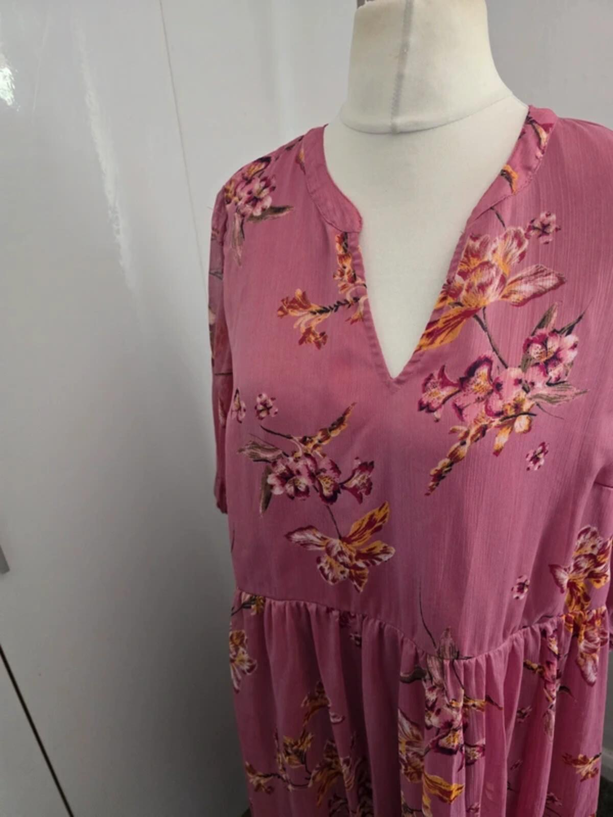 Bonmarché Pink Floral Midi Maxi Dress Size 18