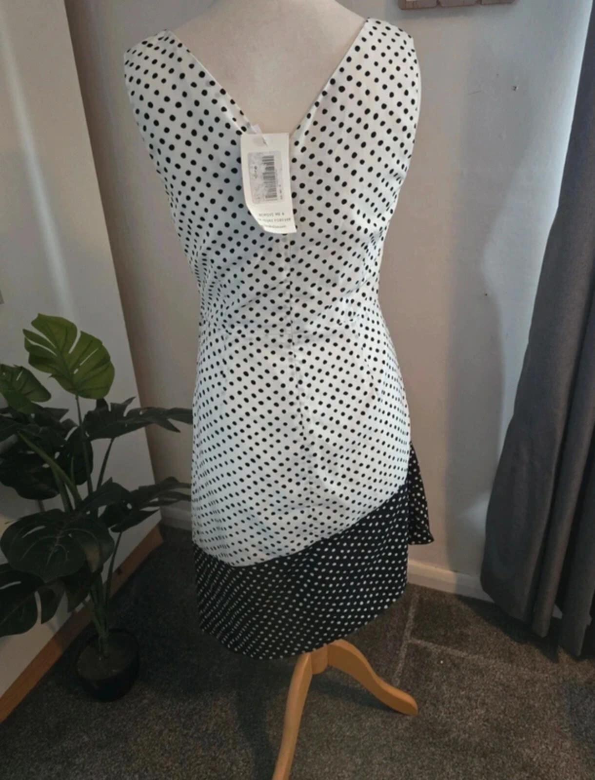 NWT Lavish Alice Asymmetrical Polka Dot Dress Monochrome Glam size 12