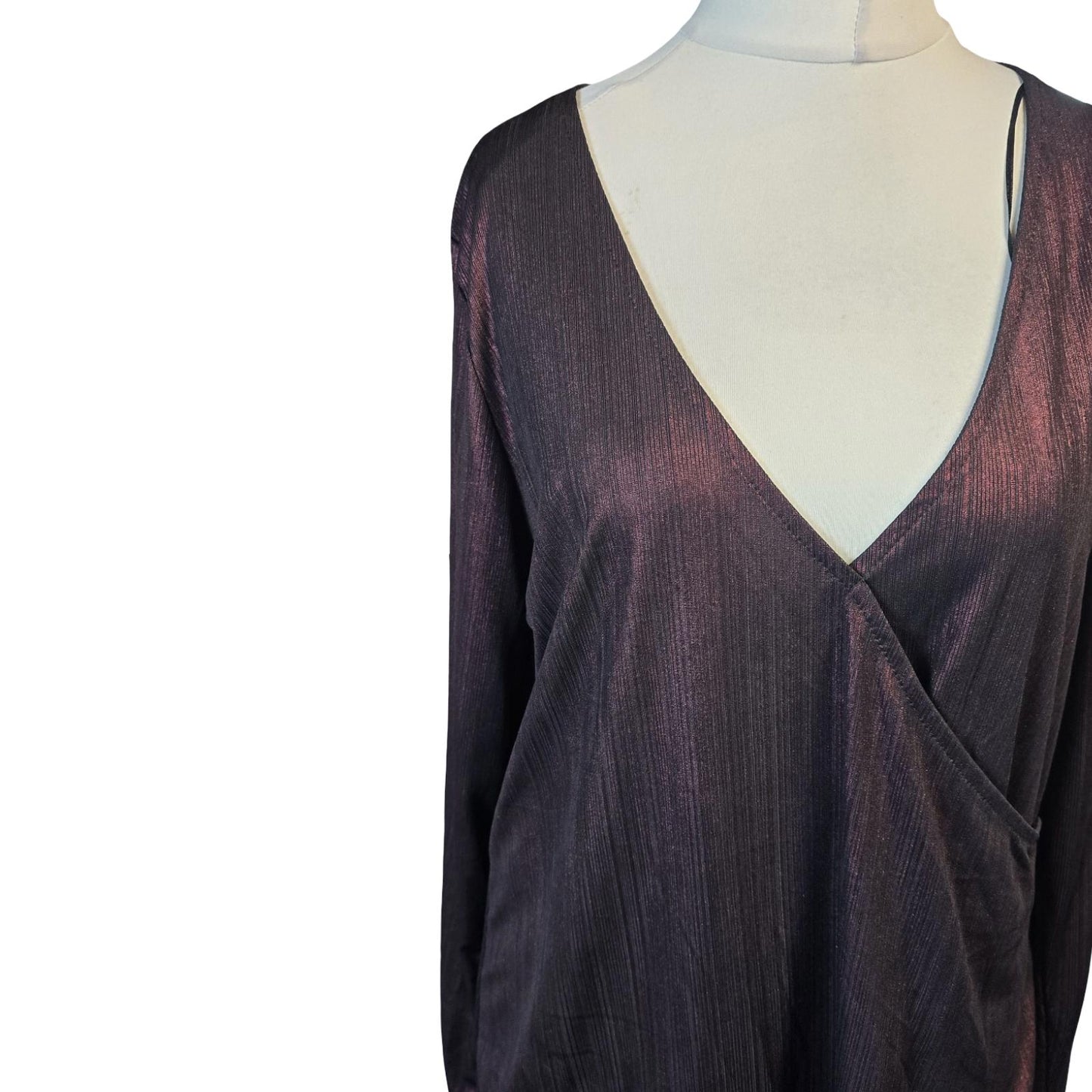 Burgundy Metallic Wrap Top Size 16-18 Partywear Bodyflirt