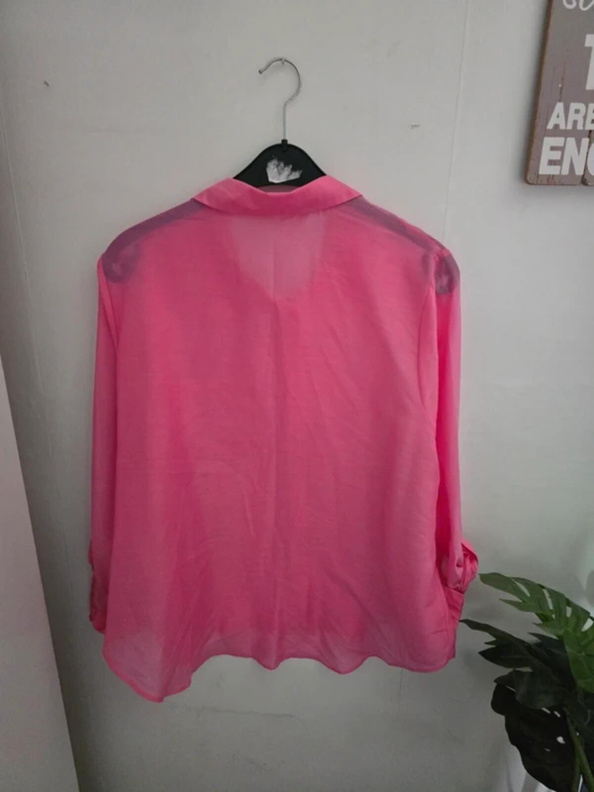 Matalan Bright Pink Roll-Sleeve Relaxed Blouse Size 20