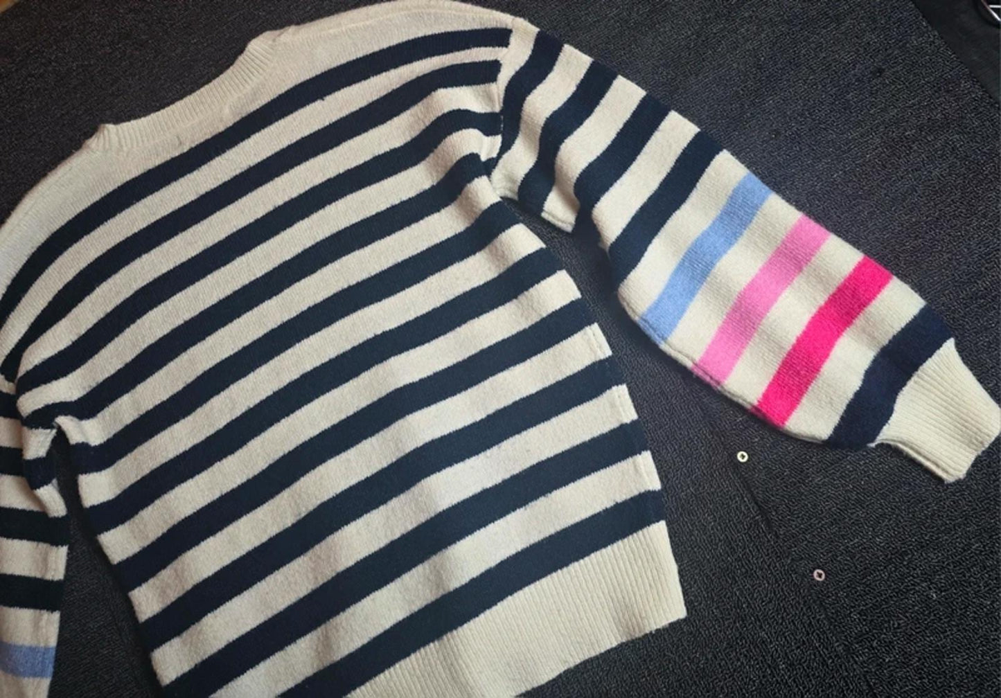 F&F Jumper Navy & Cream Size 8–10 Star Stripe Knit