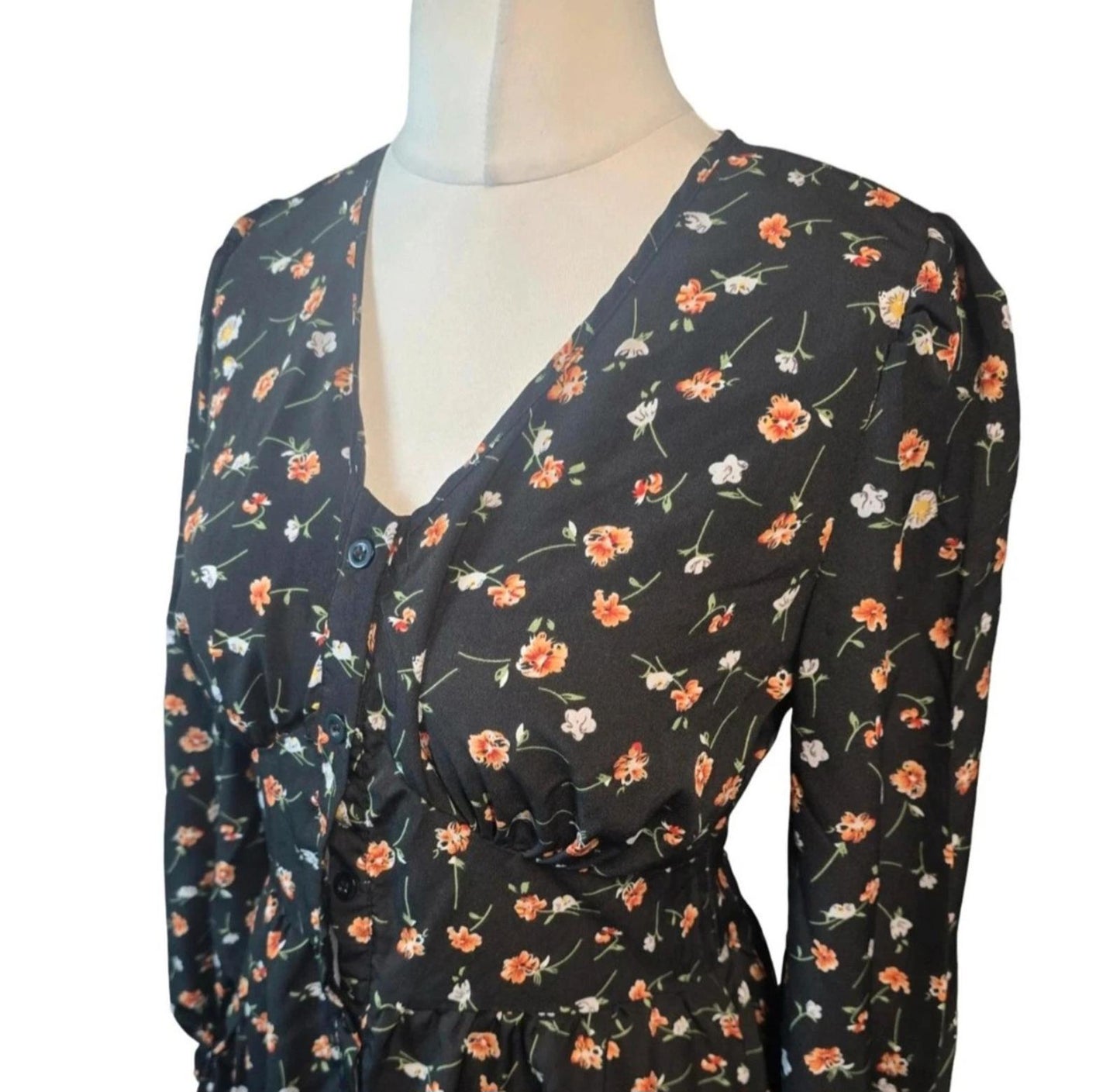 Shein black floral dress Med size 10