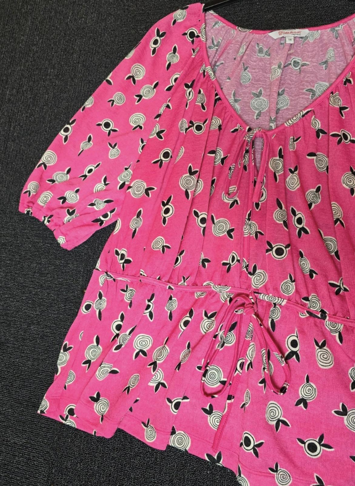 Next Celia Birtwell pink 3/4 sleeve top size 18