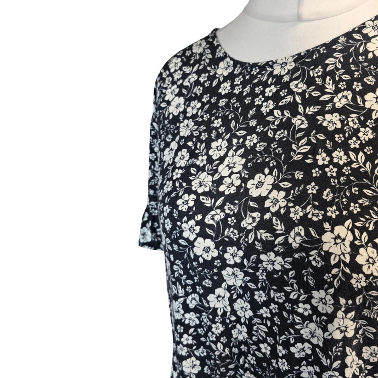Next Dress Black White Floral Size 12 Midi Casual Spring