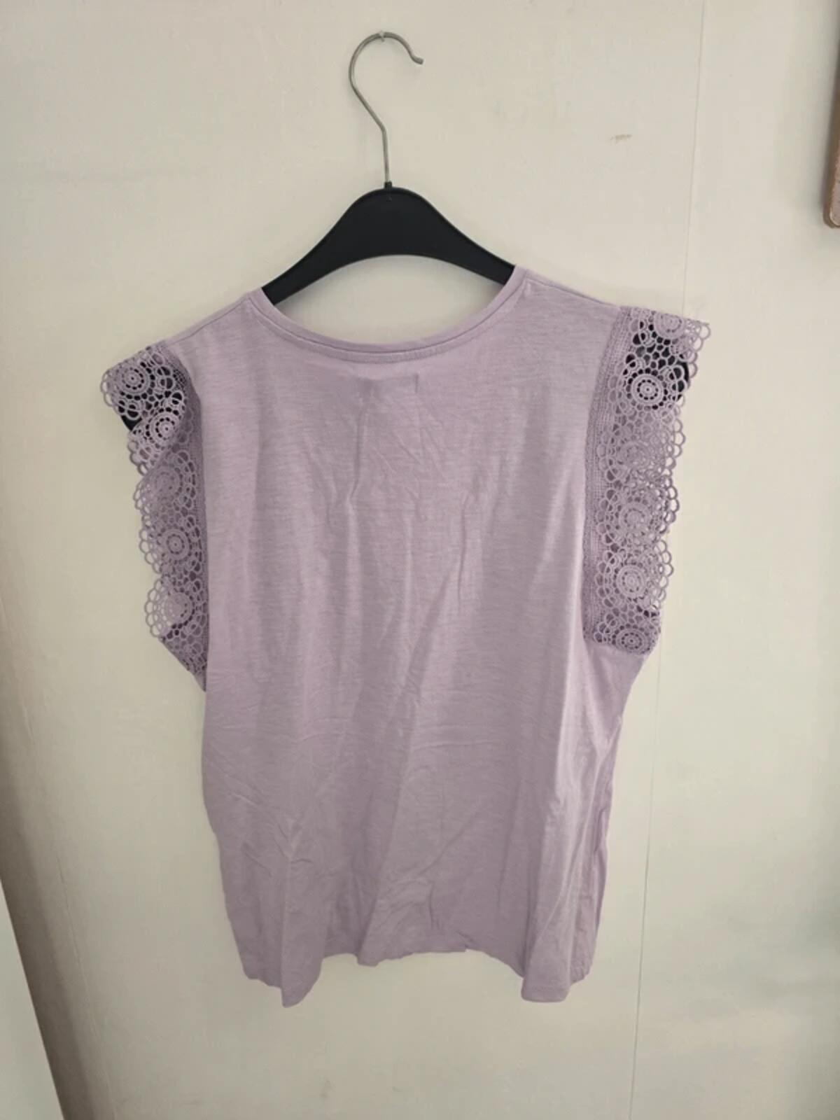 Matalan Lilac Cotton Tee With Lace Size 14