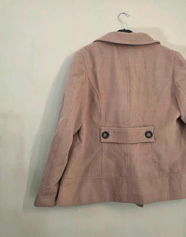 Marks & Spencer Beige Double Breasted Peacoat Jacket Size 18
