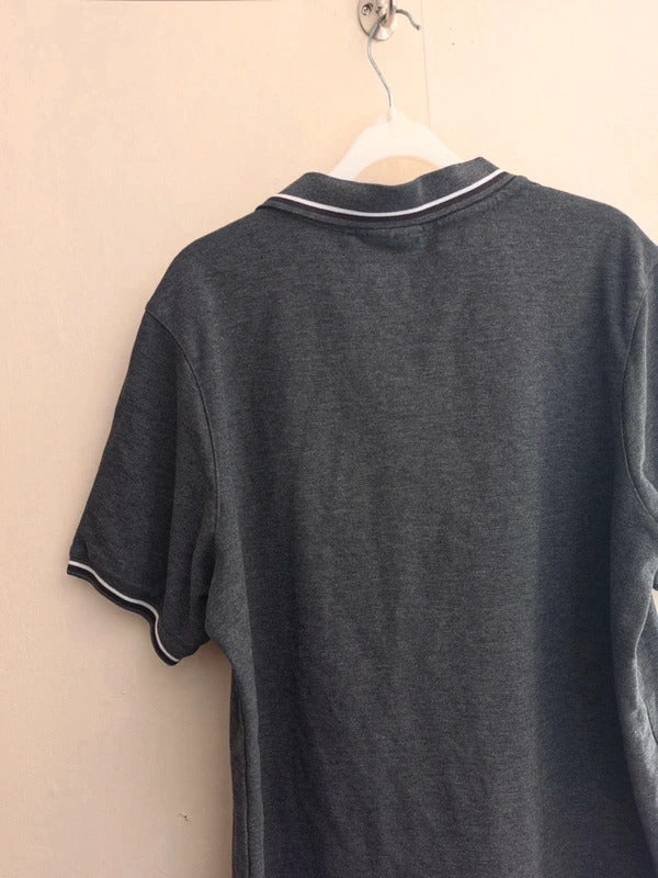 Slazenger Men's Grey Short Sleeved Polo Shirt Logo Size Large