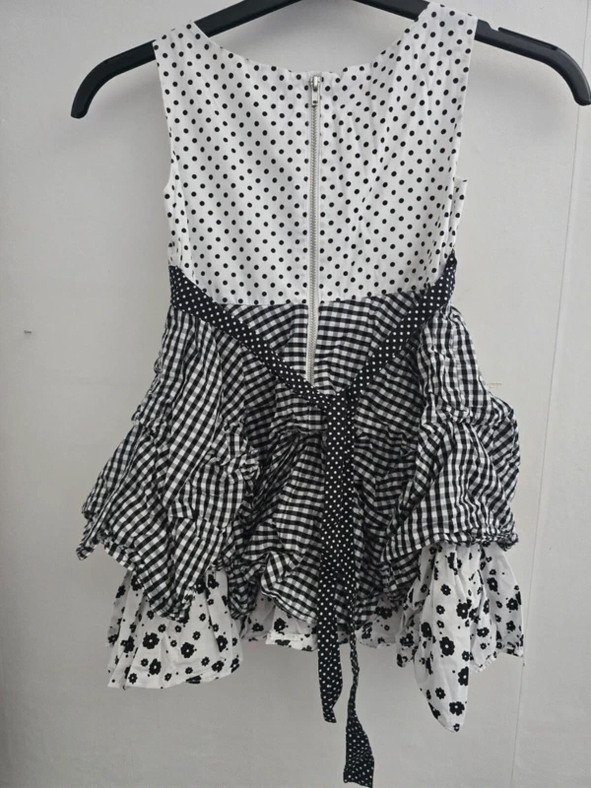 Kate Mack Girls Monochrome Mixed Print Layered Flared Summer Dress Age 5 Years