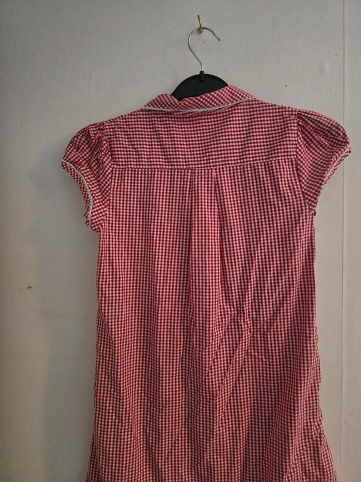 Next Girls Red Gingham Checked Short-Sleeve School Summer Dress Age 9 Years