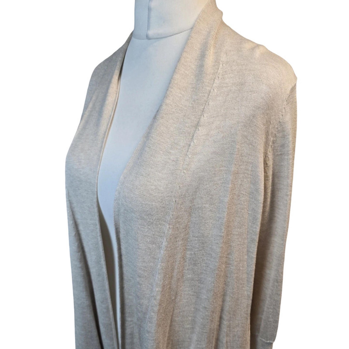 Marks & Spencer Cream Open Front Cardigan M Size 10-14 Midi Lightweight Layering