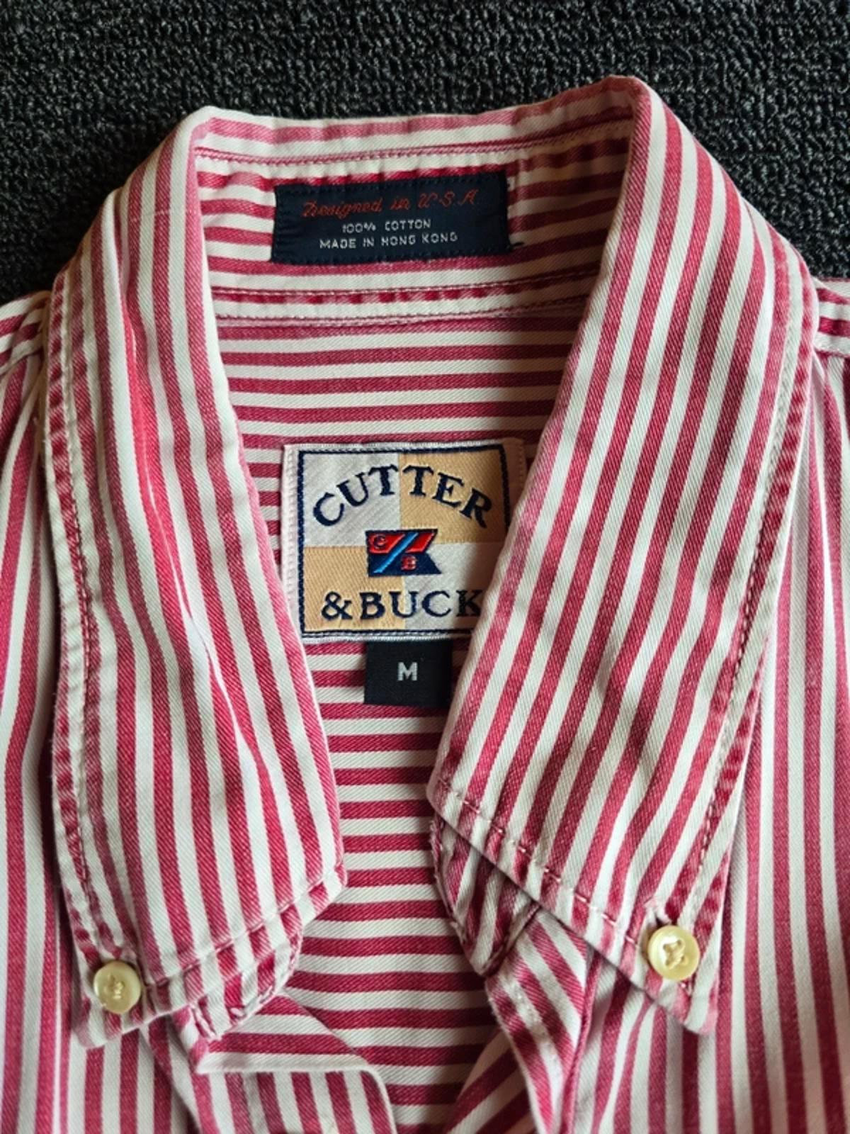 Cutter & Buck Shirt Red & White Striped Size M Vintage Smart Casual