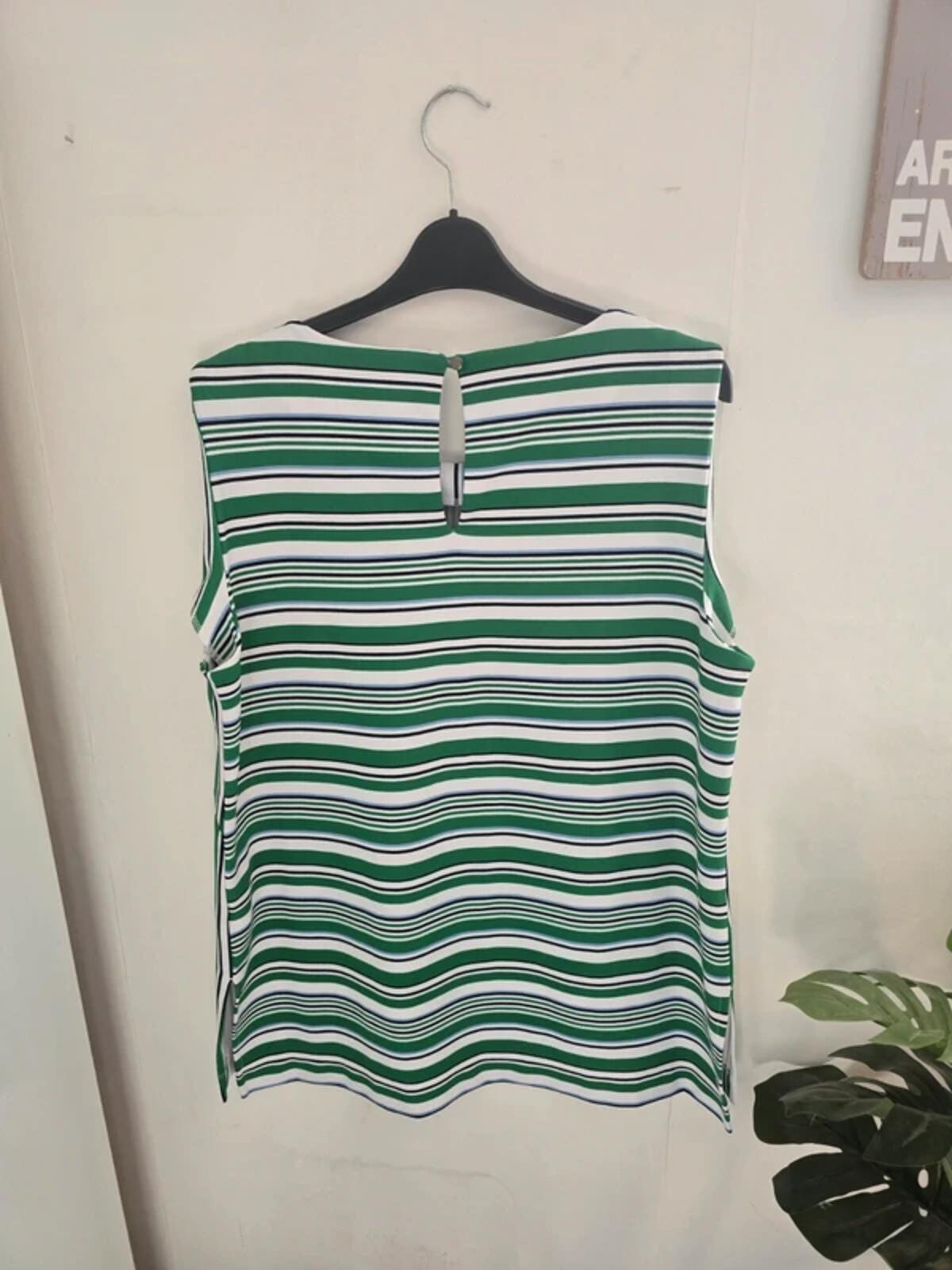 Next Green Blue and White Striped Longline Vest Top Size 18