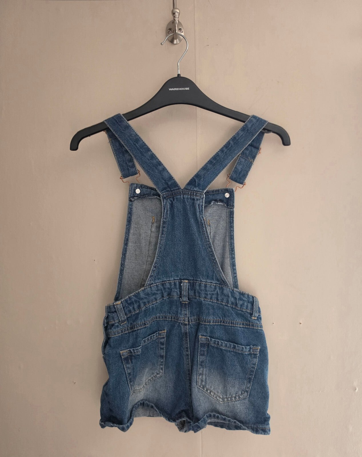 Miss E-Vie Girls Blue Denim Pinafore Dungaree Shorts Age 10 Years