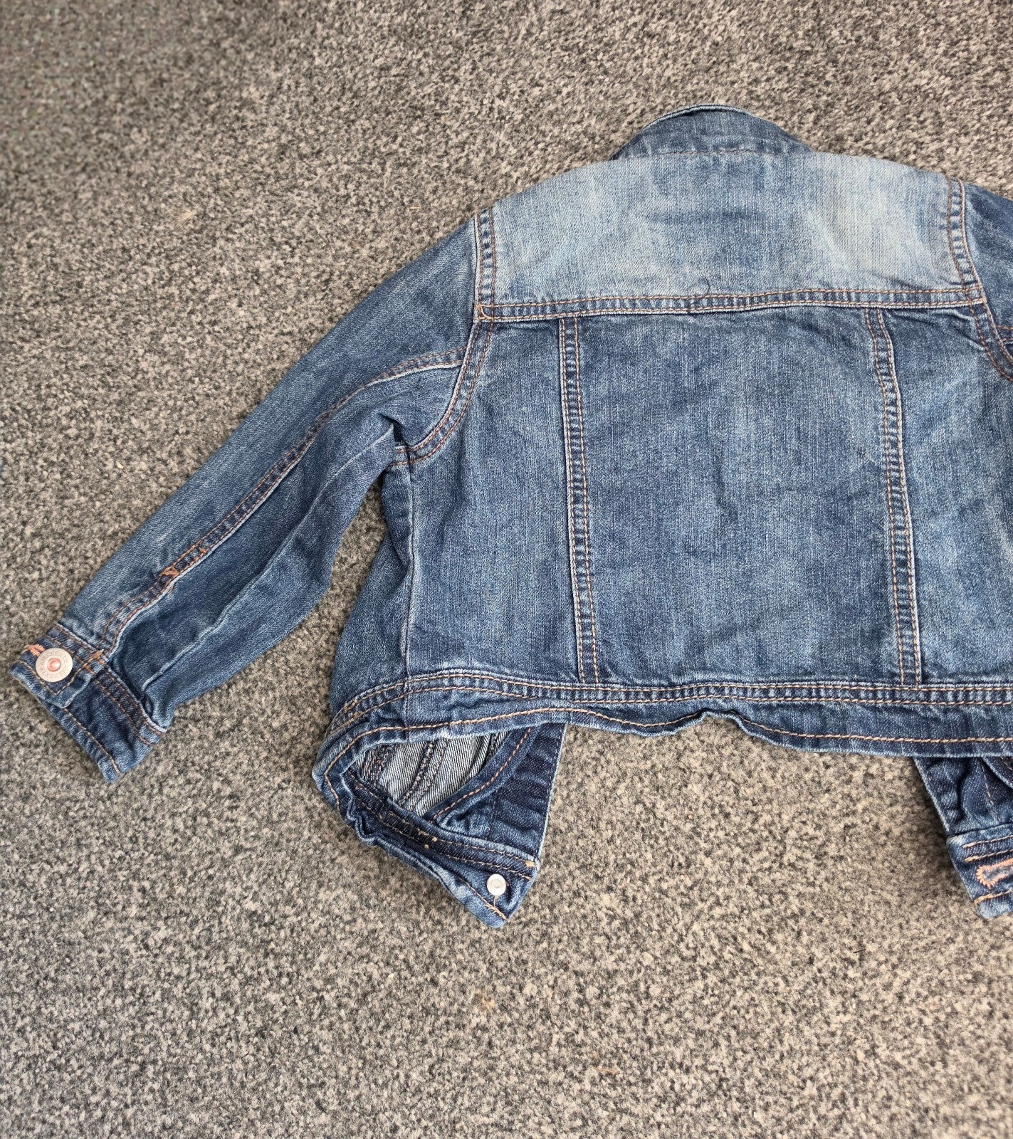 Next Girls Blue Denim Trucker Jacket Floral Trim Age 2-3 Years