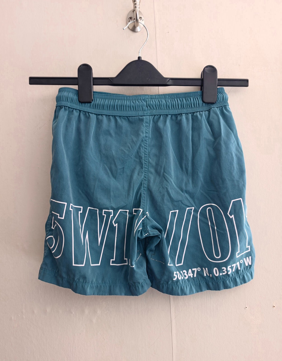 Marks & Spencer Boys Teal Green Graphic Swimming Trunks Age 9-10 Years