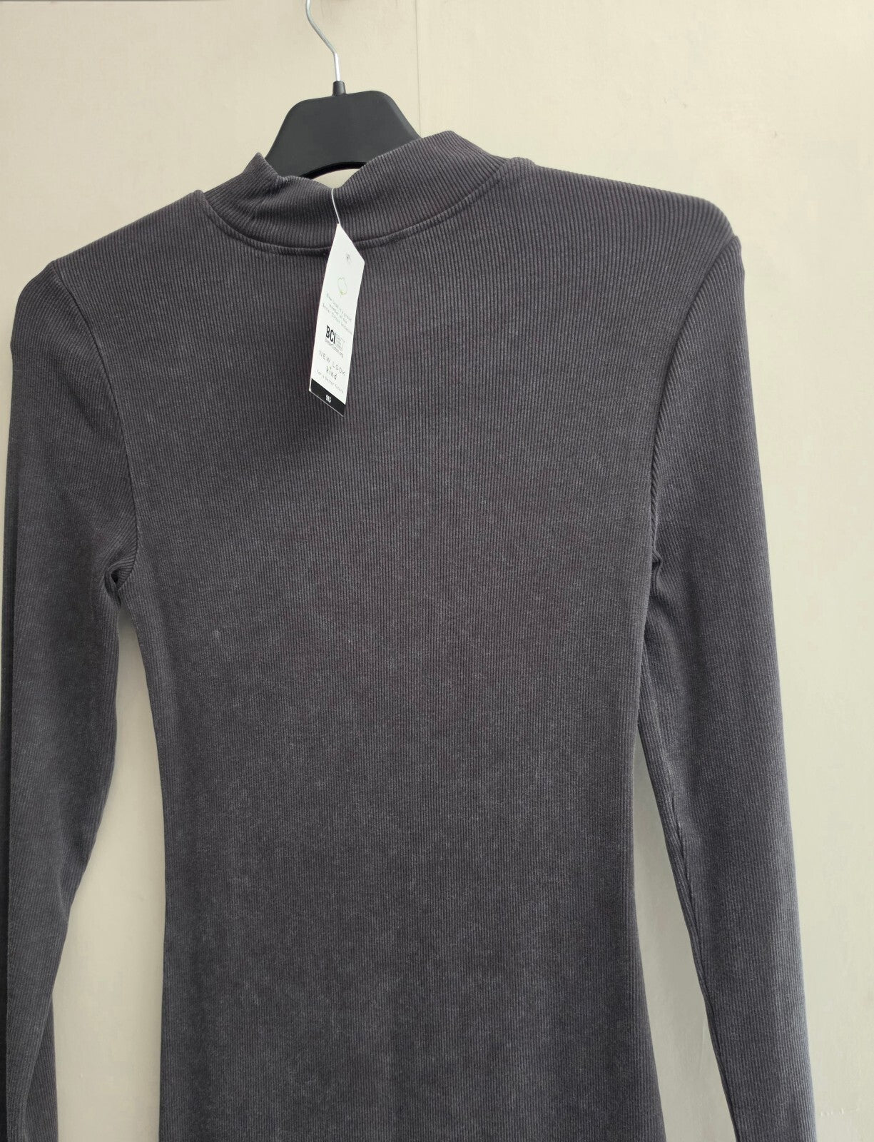 New Look Girls Grey Washed High Neck Long Sleeve Bodycon Dress Age 12-13 Years