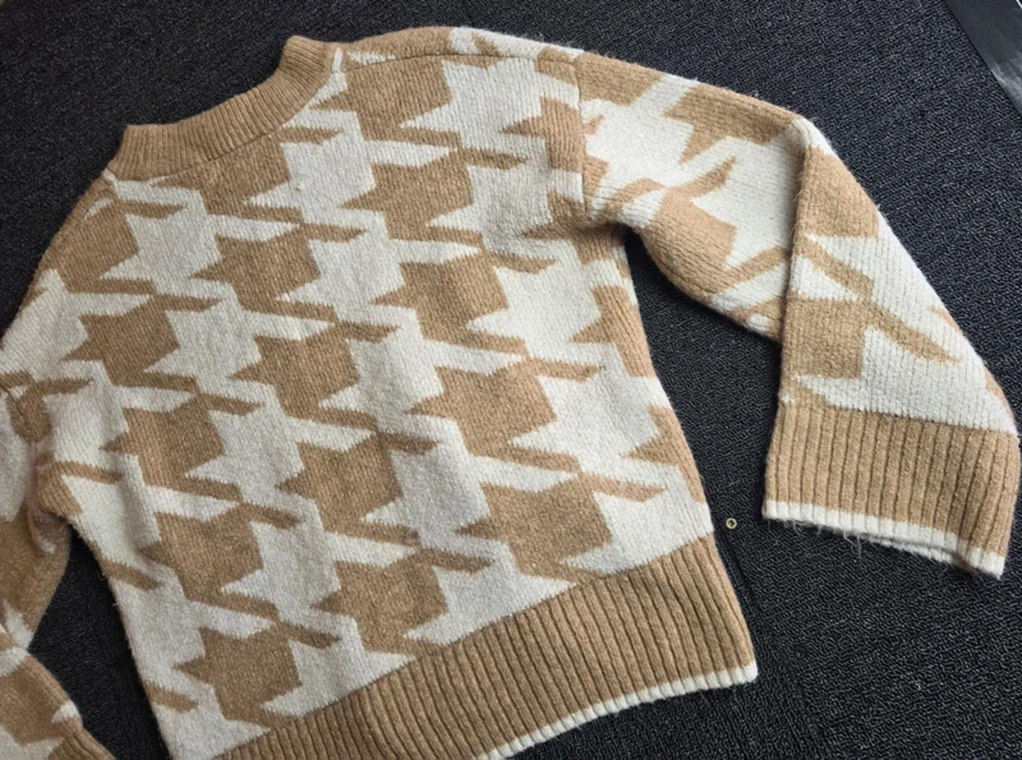 F&F Oversized Jumper Beige & White Size 12 Knit Casual Layering