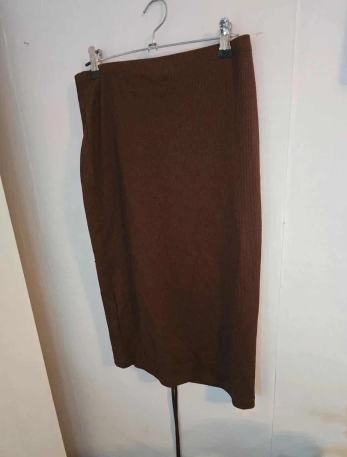 H&M Brown Glitter Bodycon Skirt with Front Slit Size 8