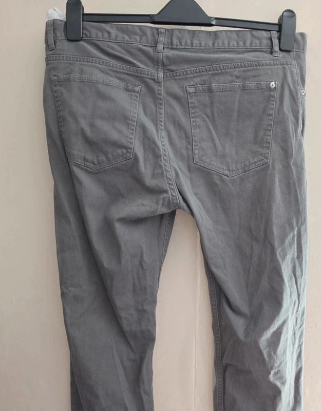 H&M Men's Grey Slim Fit Cotton Blend Button Fly Chinos W34