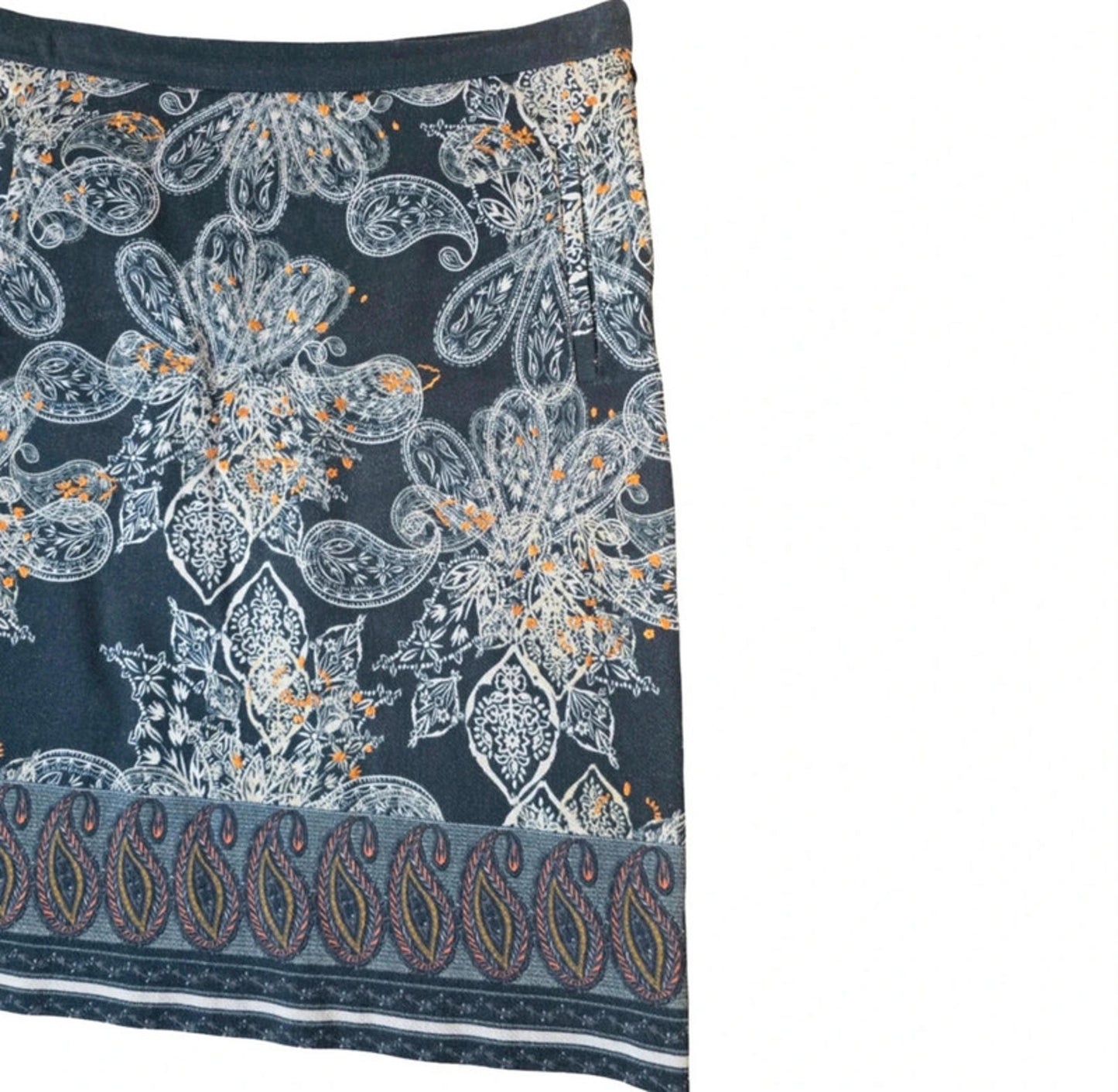 White Stuff Navy Floral Skirt Size 10 Knee Length Causal