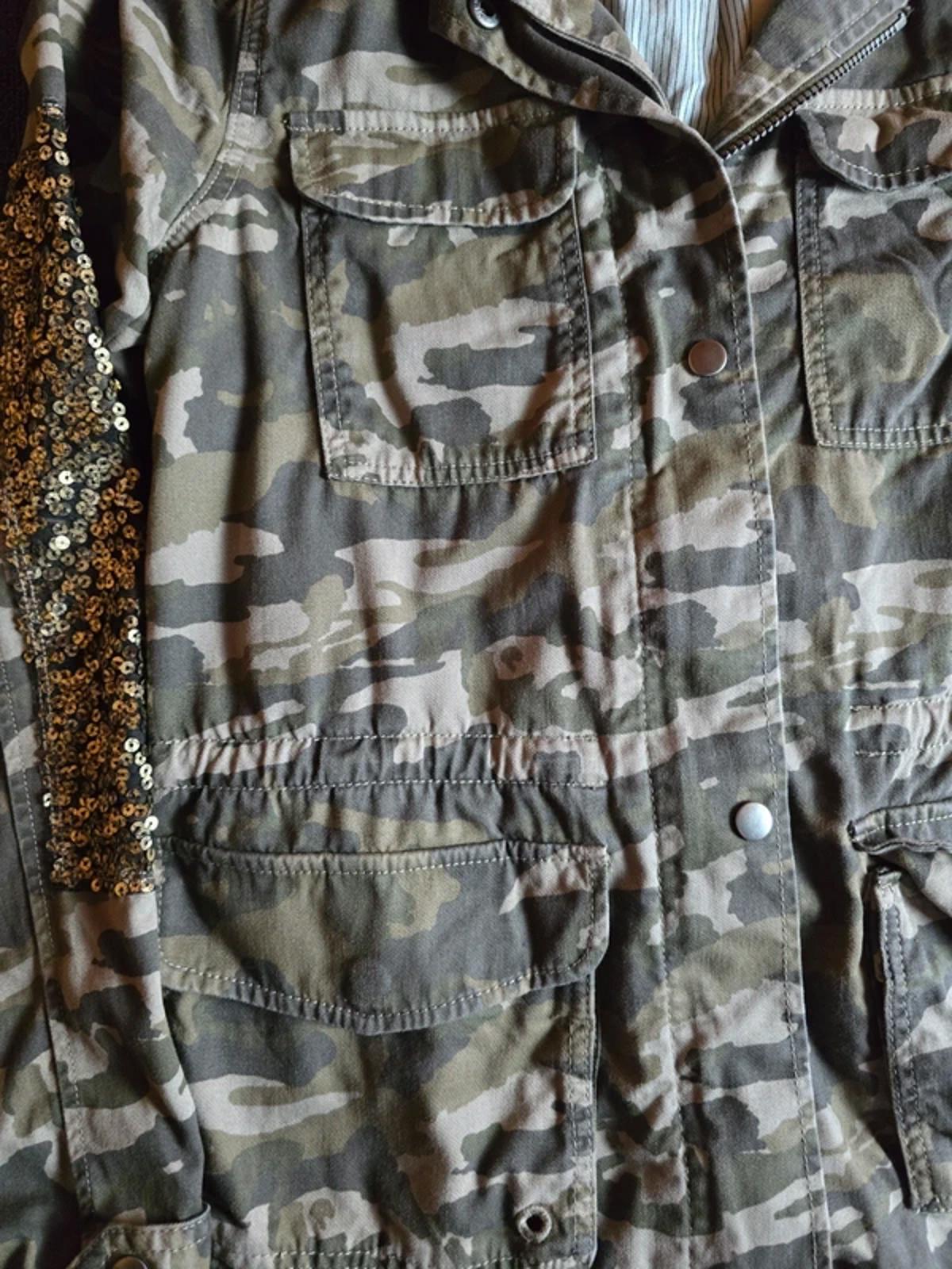 Next Camouflage Utility Jacket with Sequin Sleeves Size 12
