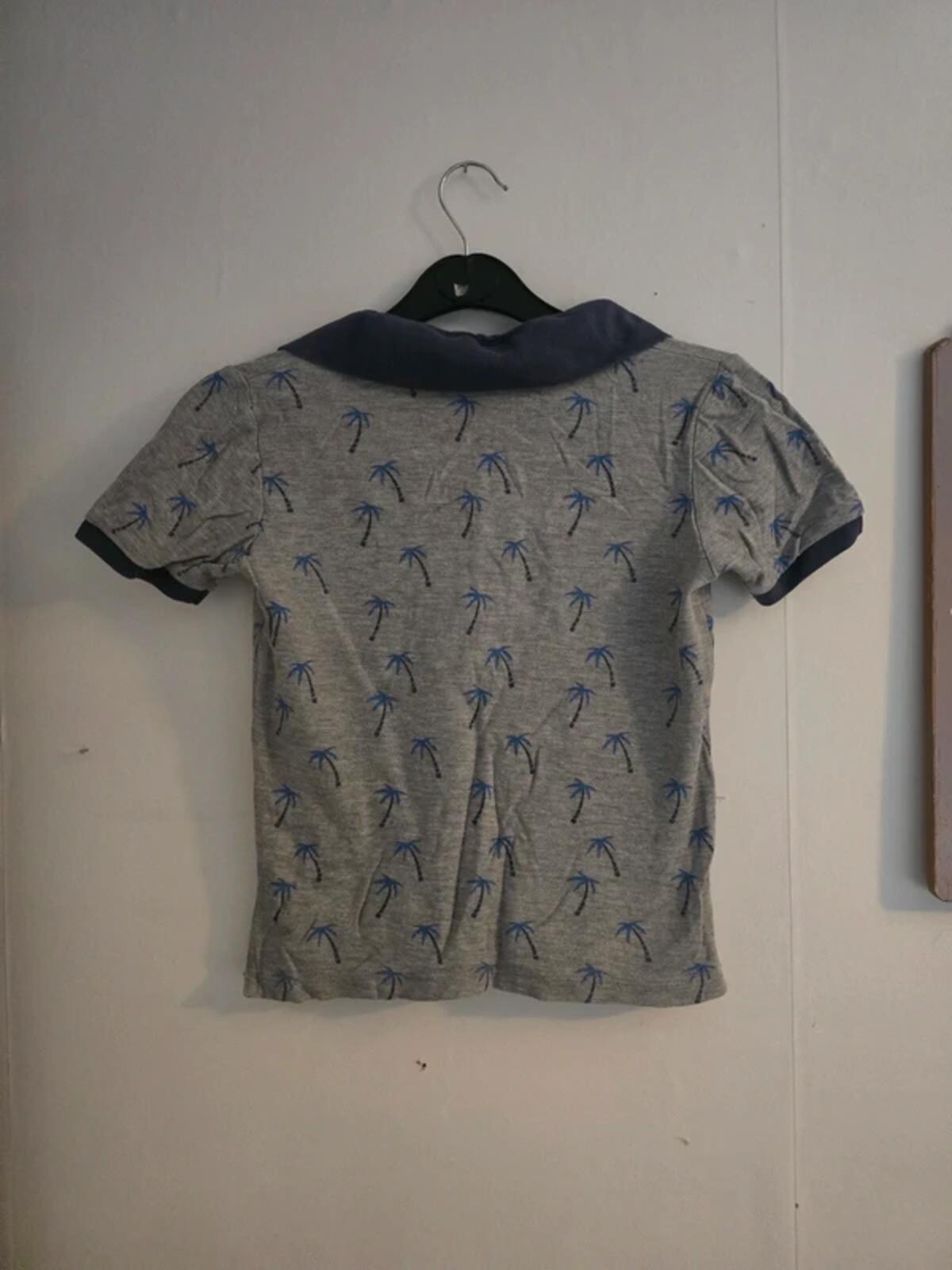Boys Grey and Navy Palm Tree Print Polo Shirt Age 7 Years