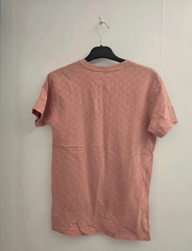 Primark Boys Pale Pink Embossed Checkerboard Vintage Sport T-Shirt Age 11-12 Years