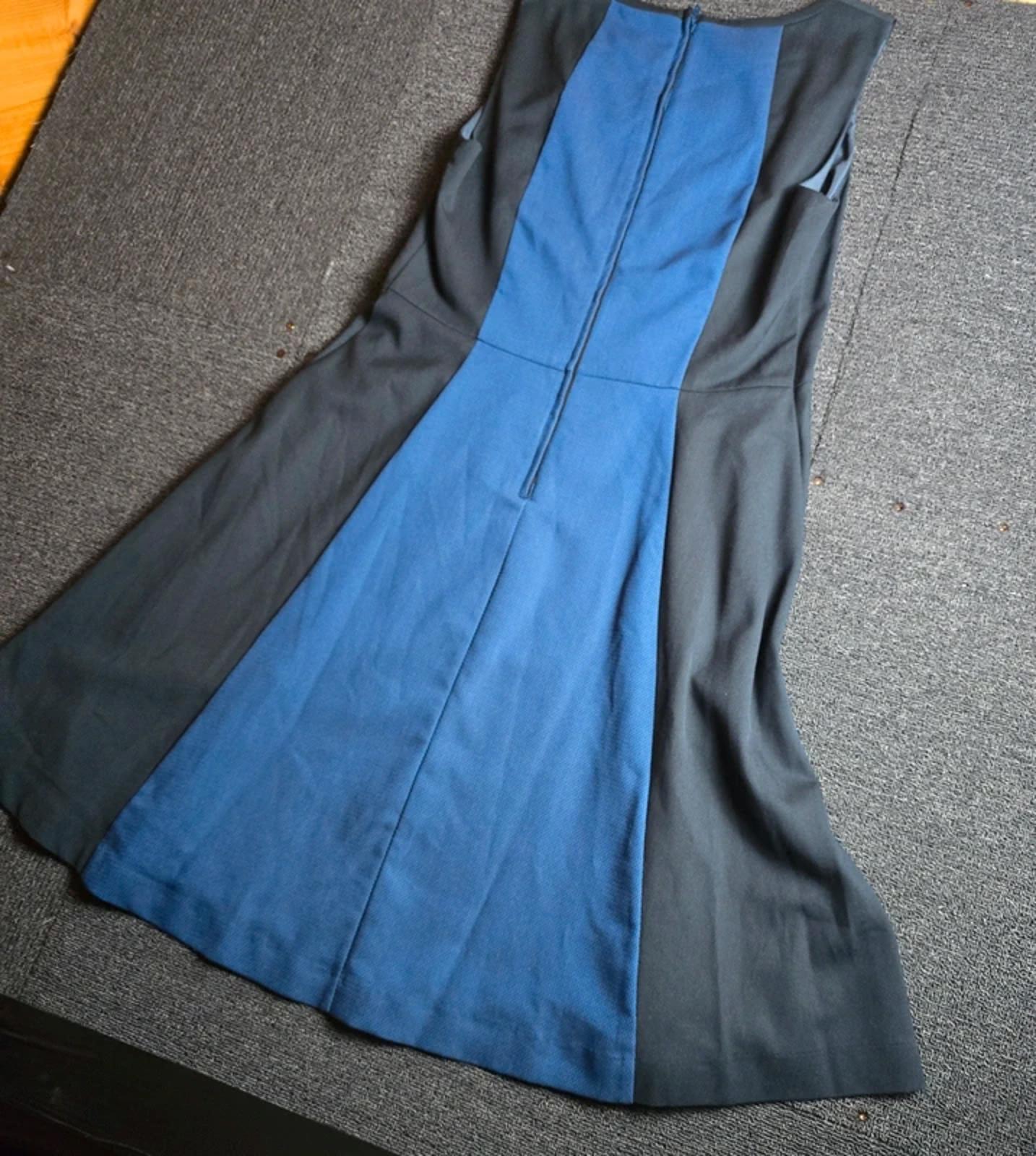 Next Dress Blue & Black Size 14 Reg Sleeveless Midi New Work