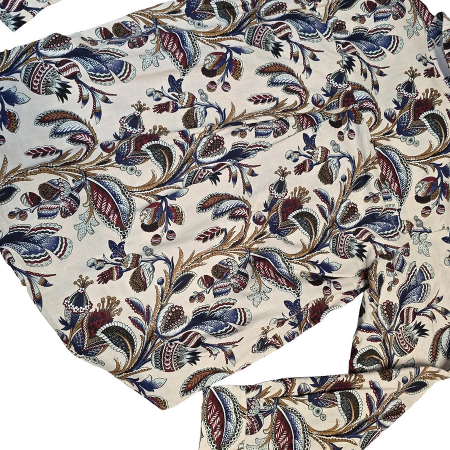 & Other Stories Floral Shirt Beige Size 10 Work Causal