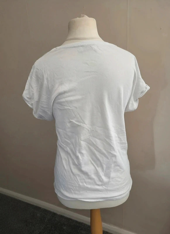 Matalan White Short Sleeved Relaxed Fit T-Shirt Size Med Size 12-14