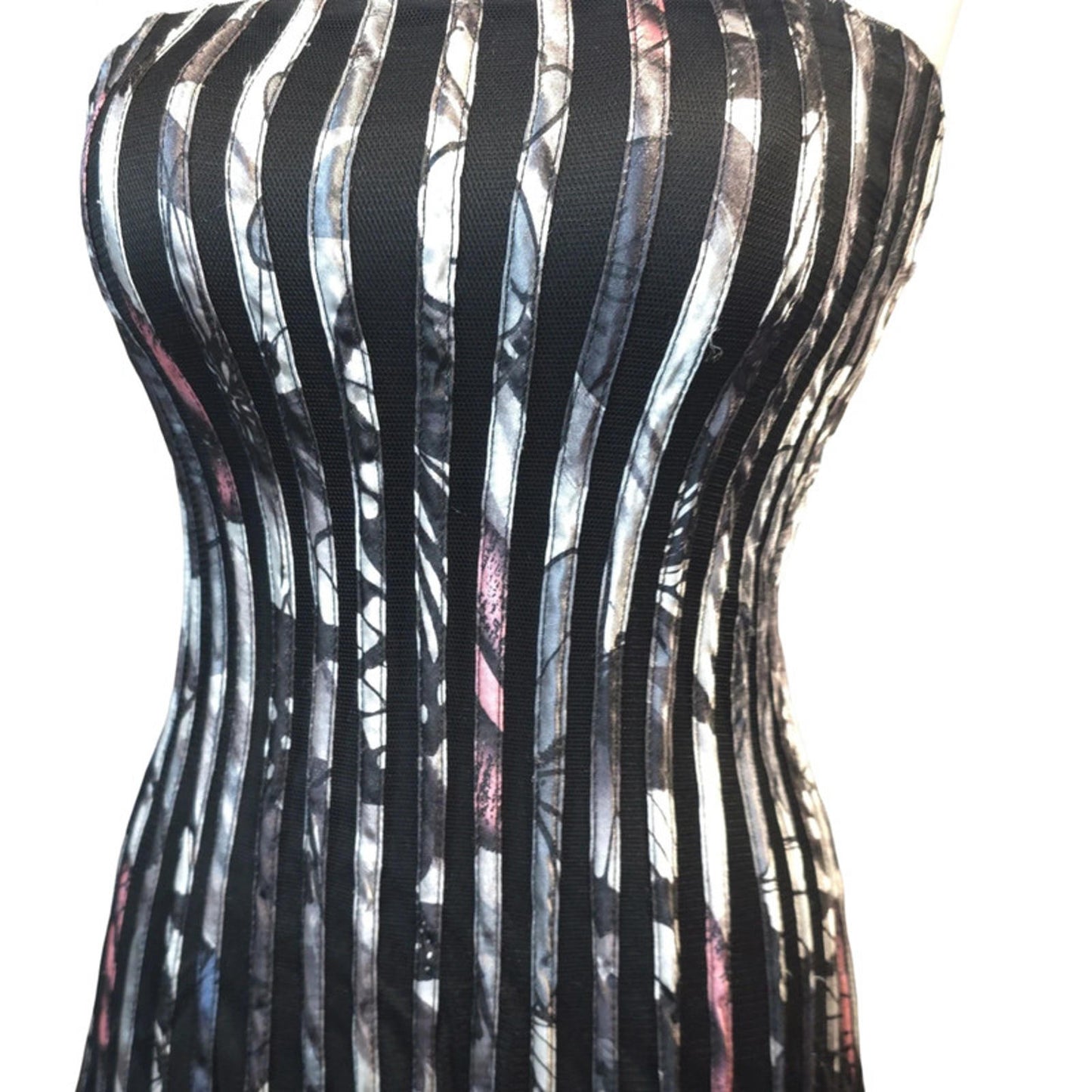 Izabel London Strapless Maxi Dress Black Floral Pleated Size 8 Evening Formal