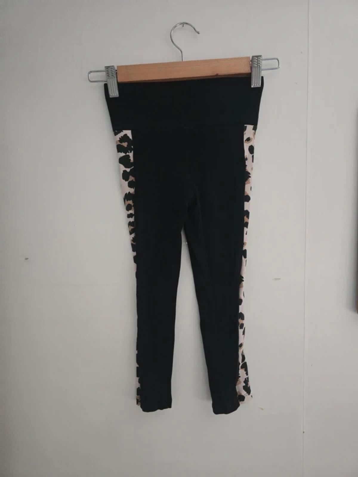 George Girls Black Leggings with Animal Print Side Panels Age 5-6 Years