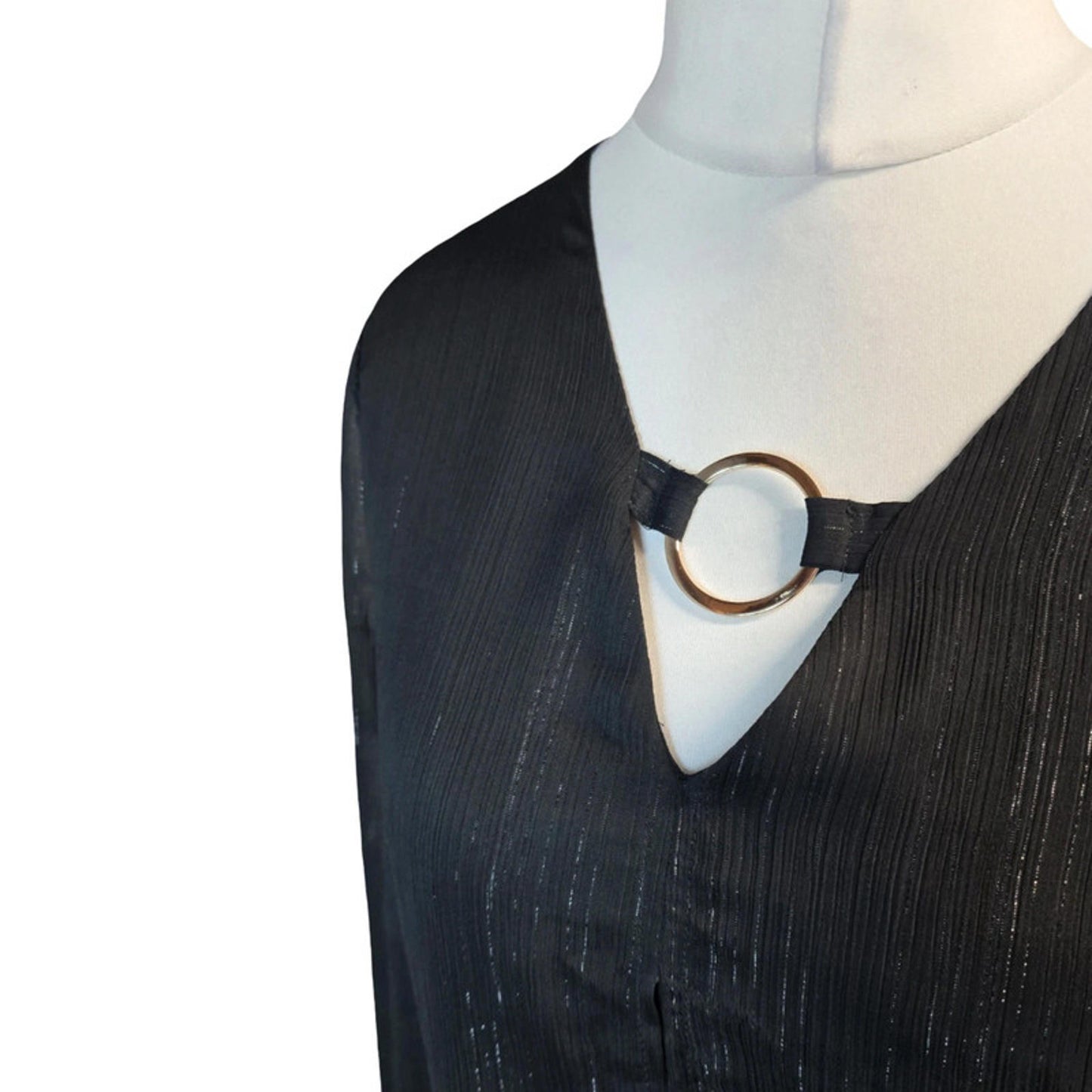 Julien Macdonald Sheer Overlay Dress Black Size 8 V-Neck Causal