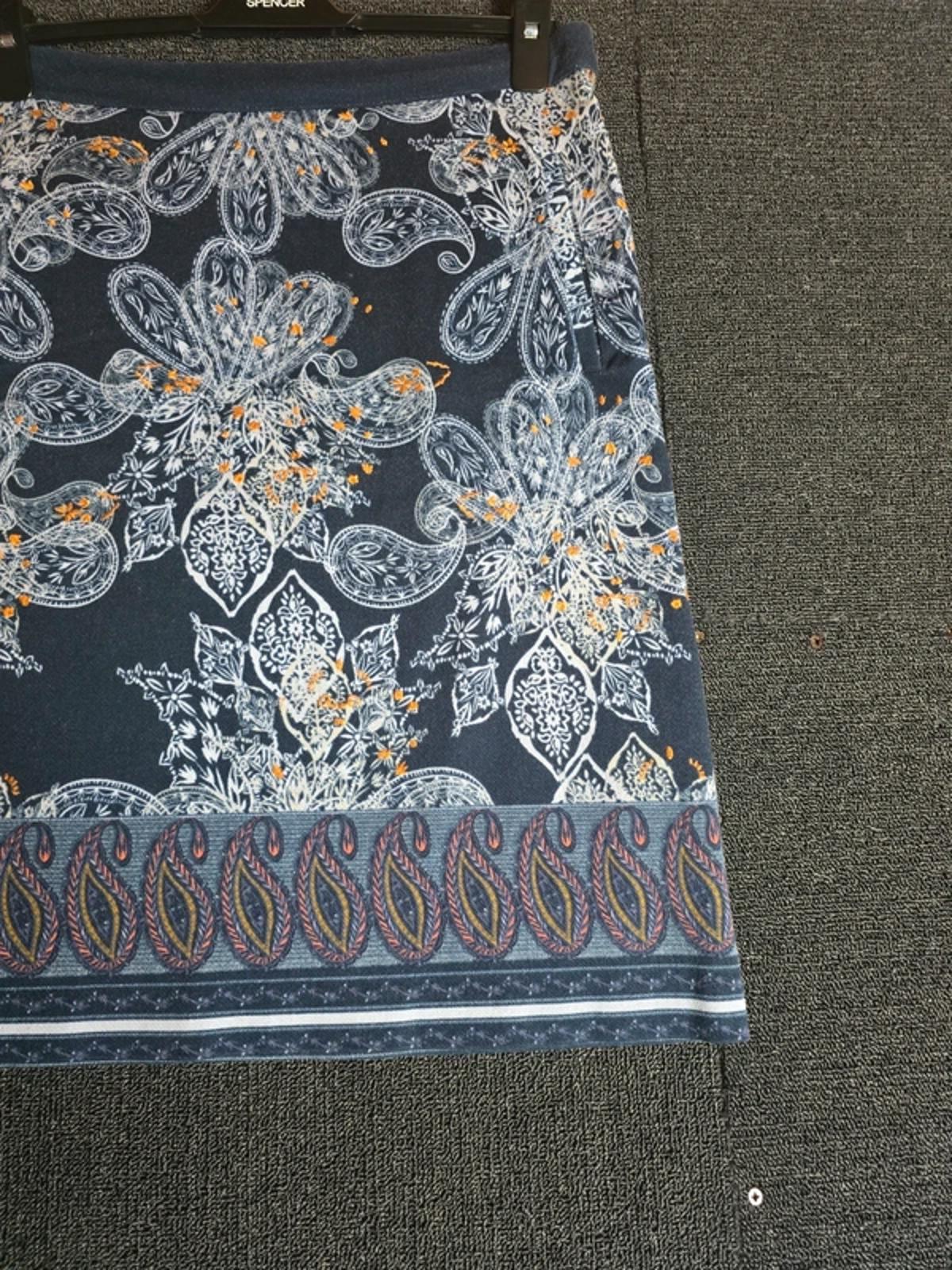 White Stuff Navy Floral Skirt Size 10 Knee Length Causal