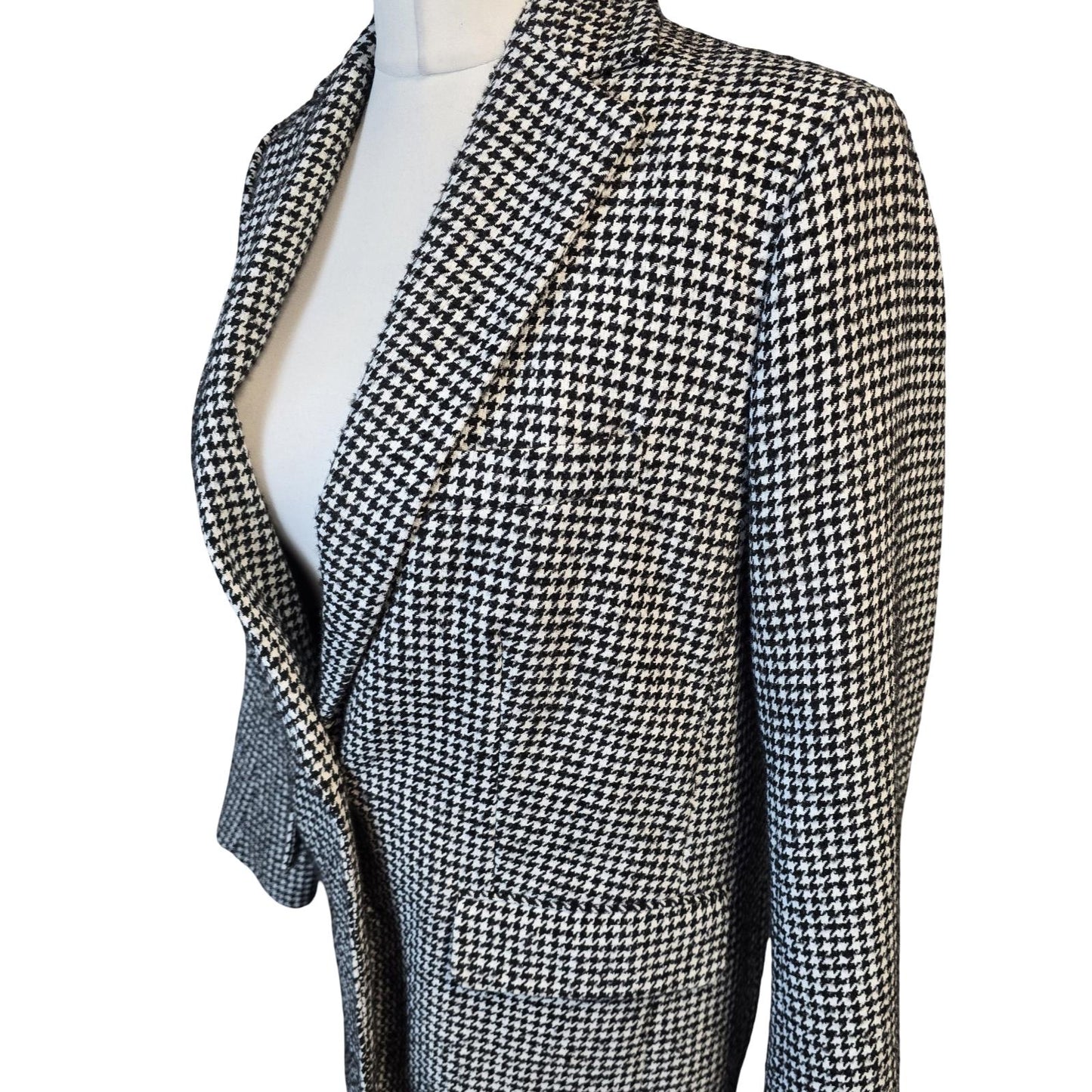 Topshop Blazer Black & White Size 12 Houndstooth Smart Causal