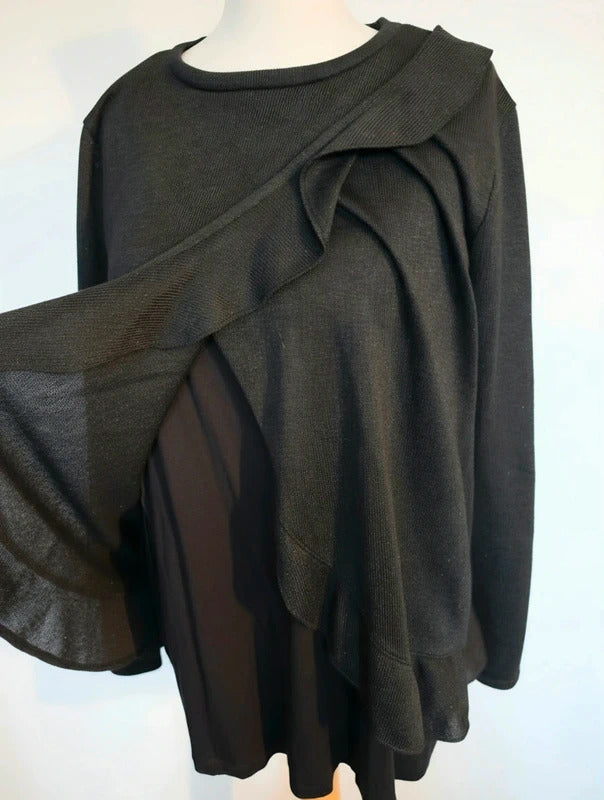 Blooming Marvellous Black Glitter Ruffle Maternity Nursing Jumper M Size 12-14