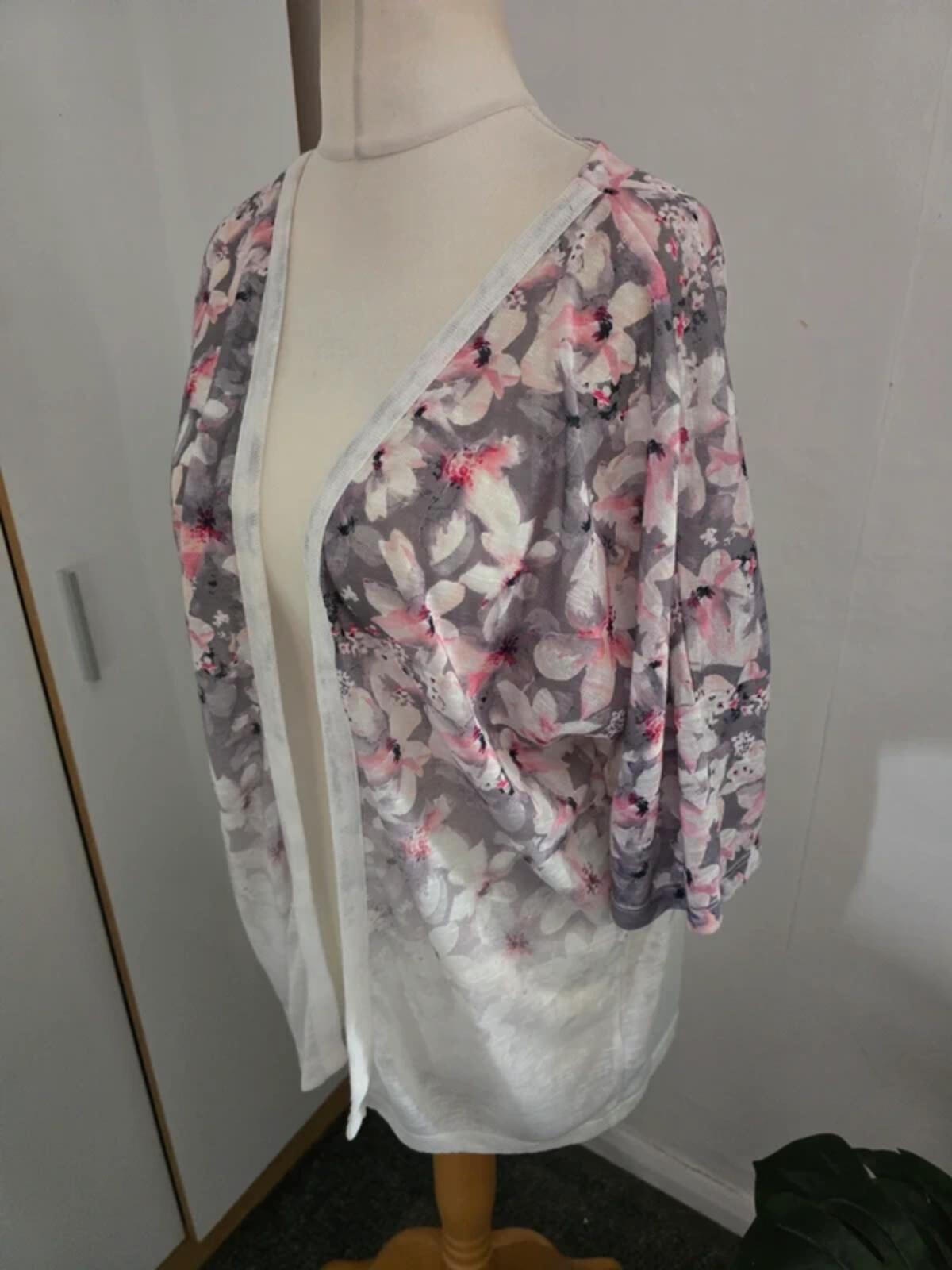 RJR John Rocha Sheer Floral Open Cardigan Size 14