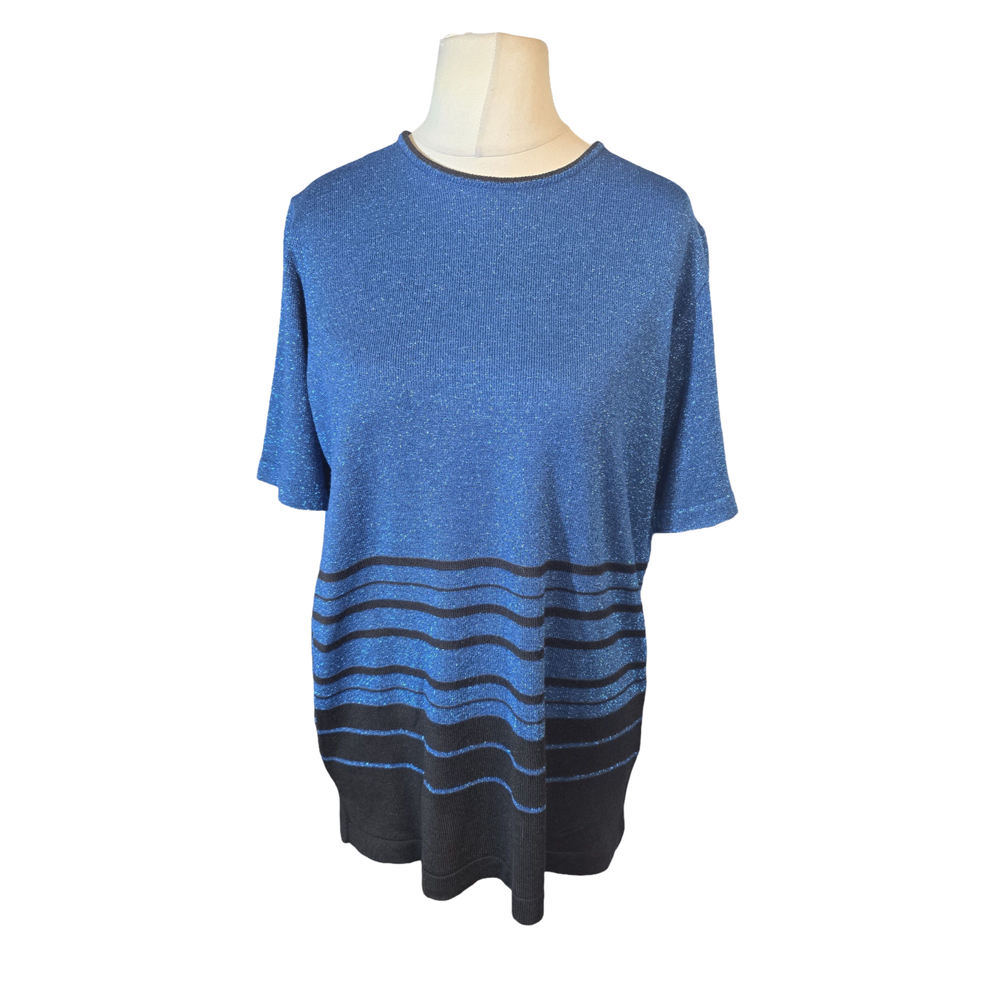 Berkertex Blue & Black Glitter Lightweight Jumper β Size 14/16 β Relaxed Fit