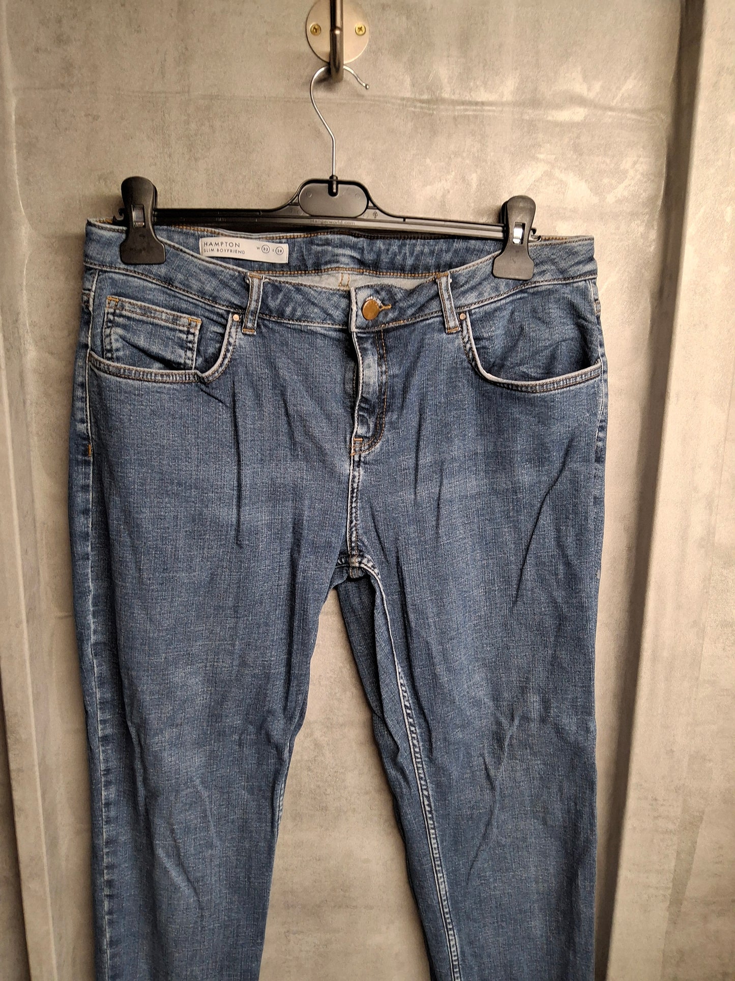 Jigsaw Blue Denim Hampton Slim Boyfriend Jeans ā W32 L28 ā UK 14 ā Cotton & Lyocell