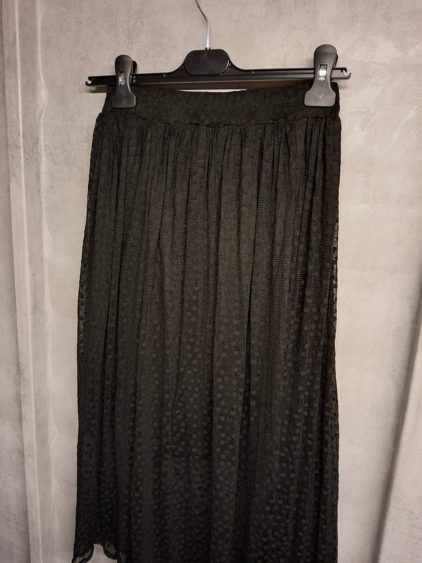 Oh My Love London Black Polka Dot Mesh Midi Skirt | Size S/M (UK size 8/10)