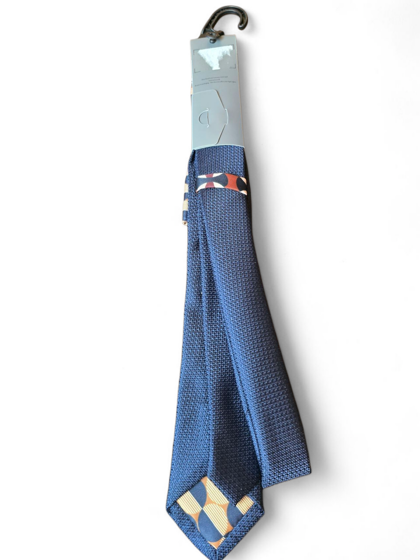 Next Men’s Navy & Brown Tie Set – Includes Pocket Square, New, Polyester, Formal Accessory
